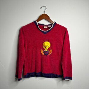 Looney Tunes Tweety Bird pink and purple sweater youth size medium 10
